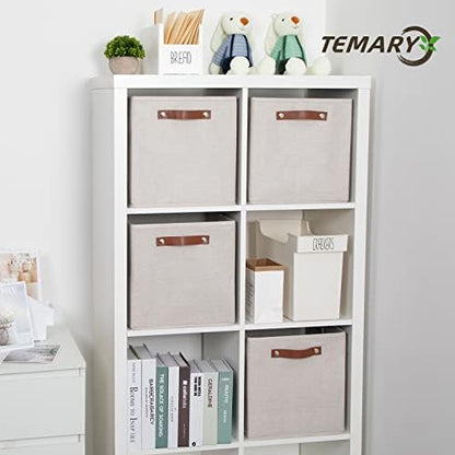 Temary Cube Storage Bins 12 Inch Storage Cubes 4PCs Fabric Organizer Bins Boxes with Handles, Sturdy Collapsible Closet Storage Organizer for Shelf, Bedroom, Cabinet (Beige, 12 x 12 x 12) - Image 6