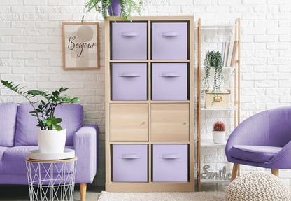 Sorbus Fabric Storage Cubes, 6-Pack Foldable Bins (11 Inch, Pastel Purple) - Image 4