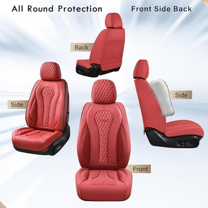 Coverado Seat Covers, Car Seat Covers Front Seats, Red Car Seat Cover, Waterproof Car Seat Covers, Car Seat Cushion, Front Car Seat Covers Leatherette Car Seat Protector Universal Fit Most Cars - Image 2