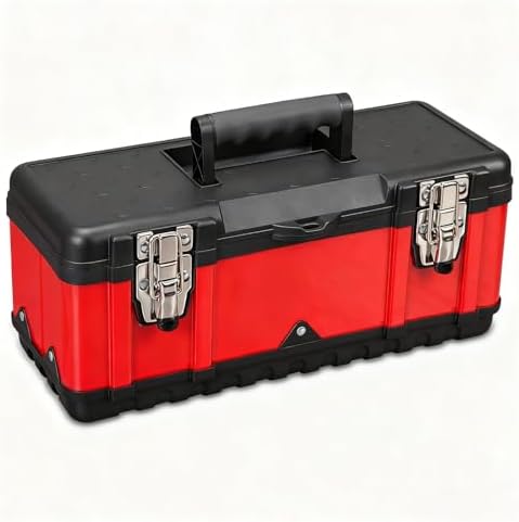 Jack Boss Tool Box 15.5 Inch Small Portable Tool Organizer Box with Built-in Short Non-slip Handle Car Box with Removable tray by JACKBOSS