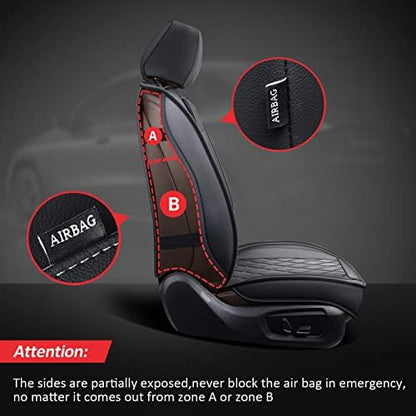 MIROZO 2PCS Front Car Seat Covers, Leather Seat Covers for Sedan, Truck,SUV - Image 2