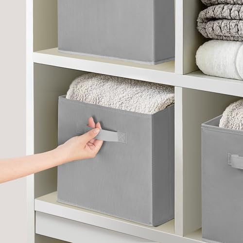 11" Fabric Storage Bins, Collapsible Storage Cubes Organizer with Handles, Heavy Duty Cube Organizer for Home, Office, Shelves, Closets, Bedroom, Living Room, 5 Pack, Grey - Image 6