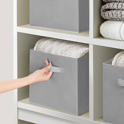 11" Fabric Storage Bins, Collapsible Storage Cubes Organizer with Handles, Heavy Duty Cube Organizer for Home, Office, Shelves, Closets, Bedroom, Living Room, 5 Pack, Grey - Image 6