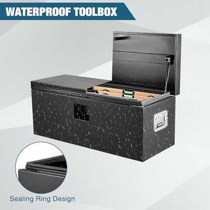 Garvee Black Steel Truck Bed Tool Box, Trailer Tongue Box, Truck Storage Organizer Tool Chest For Truck Bed, RV, Trailer (24"x 15"x 15"- Black) - Image 3
