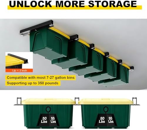 Overhead Garage Storage Rack for 12 17 27 Gallon Totes, 4 Pack for 3 Bins - Image 6