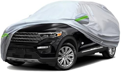 TUCAREST 6-Layers Premium Full Car Cover Hard Shell Zipper Design Waterproof All Weather Weatherproof UV Sun Protection Snow Dust Storm Resistant Outdoor with Straps (Fit for SUV/MPV 201"- 211") by TUCARESTAutoParts