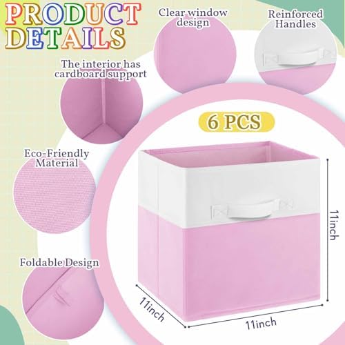 Yinder 6 Pcs Cube Storage Bin 10.5''x10.5''x11'' Storage Bins for Playroom Decor Colorful Bins for Kids Foldable Baskets for Nursery Organizer Boxes Fabric Boxes(Macaron Colors) - Image 2