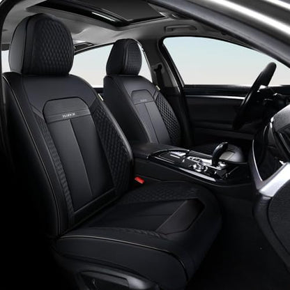 FLORICH Car Seat Covers Full Set, Automotive Seat Covers, Black Car Seat Cover, Waterproof Seat Protectors Universal fit for Car Truck Van SUV - Black - Image 2