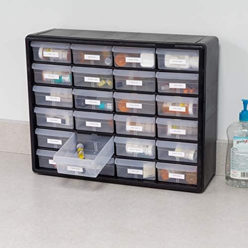 Akro-Mils 24 Cabinet 10724, Plastic Parts Storage Hardware and Craft Cabinet, Black & 10164 64 Drawer Plastic Parts Storage Hardware and Craft Cabinet, 20" x 15.75", Black - Image 2