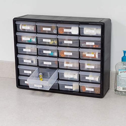 Akro-Mils 24 Cabinet 10724, Plastic Parts Storage Hardware and Craft Cabinet, Black & 10164 64 Drawer Plastic Parts Storage Hardware and Craft Cabinet, 20" x 15.75", Black - Image 2