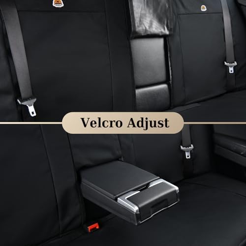 Coverado Canvas Universal Car Seat Covers - Rear & Auto Seats Protectors for Kids & Dogs - Fits Most Vehicles Trucks SUVs/Black - Image 2
