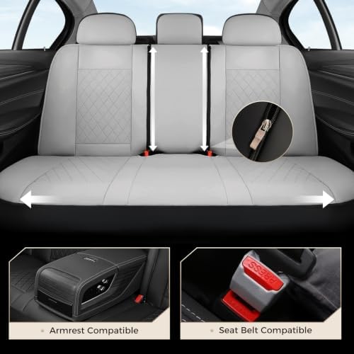 Coverado Car Seat Covers Full Set, Automotive Leather Seat Covers for Car，Universal Fit Front Back Seat Cover, Non-Slip Waterproof Breathable Car Seat Protector - Image 6