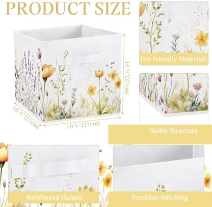 Geelin 6 Pcs Wildflower Cube Storage Bins 11 in Storage Basket with Handle - Image 2