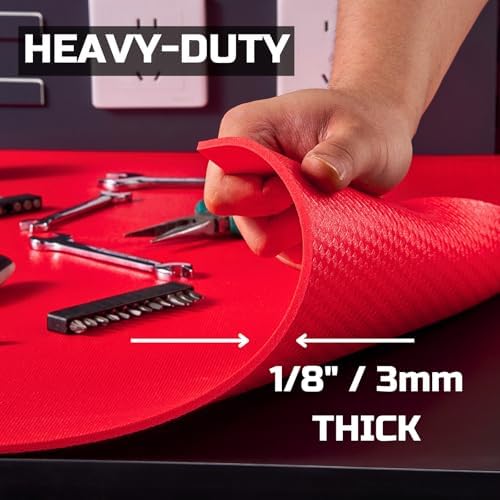 ONREVA Tool Box Liner 24 inch Wide x 24 ft Large, Thick Heavy Duty Toolbox Drawer Liners, Rolling Tool Chest Foam Mat, Shelf Rubber Mat, Non-Slip Organizer Pad for Cabinet Workbench, Red - Image 6