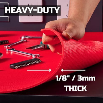 ONREVA Tool Box Liner 24 inch Wide x 24 ft Large, Thick Heavy Duty Toolbox Drawer Liners, Rolling Tool Chest Foam Mat, Shelf Rubber Mat, Non-Slip Organizer Pad for Cabinet Workbench, Red - Image 6