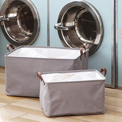 Hinwo 31L Large Canvas Storage Bin with Lid and Handles - Image 3