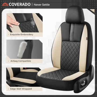 Coverado Car Seat Covers Full Set, Automotive Front and Rear Seat Covers with Backrest, Nappa Leather Car Seat Protectors Waterproof, Universal for Most Vehicles - Image 3