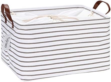 Hinwo 31L Large Canvas Storage Bin with Lid and Handles by Hinwo