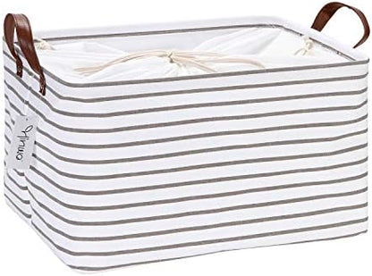 Hinwo 31L Large Canvas Storage Bin with Lid and Handles by Hinwo
