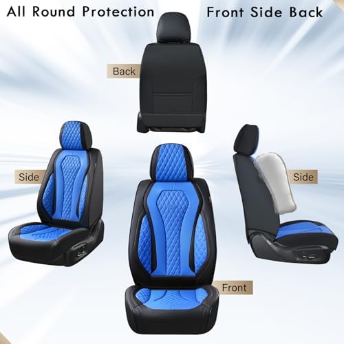 Coverado Automotive Seat Covers Front Seats, Seat Covers 2 Pack, Blue Car Seat Cover, Waterproof Auto Seat Covers, Car Seat Cushion, Front Car Seat Covers Leather Car Seat Protector Fit for Most Cars - Image 4
