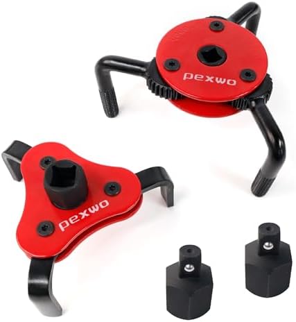 2-Piece 3-Jaw Adjustable Oil Filter Wrench Set - Universal Fit for 2-1/2" to 5-1/2" Filters, 3/8" and 1/2" Both Drive by Unknown