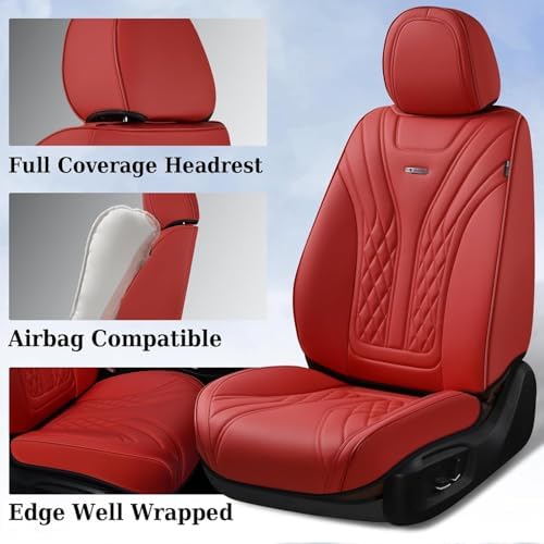 Coverado Car Seat Covers, Car Seat Covers Front Seats, 2-Pack Front Seat Cover, Nappa Leather Waterproof Seat Covers, Car Seat Protectors, Automotive Seat Covers Universal Fit for Most Vehicles - Image 2