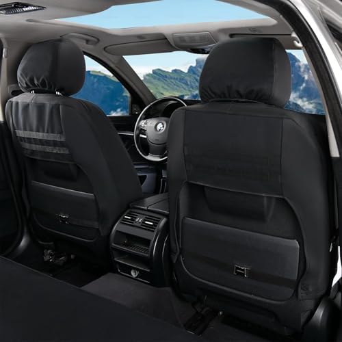 Coverado Car Seat Covers Front, Canvas Universal Seat Covers for Cars, 2-Pack Car Seat Cushions, Auto Seats Protectors for Kids & Dogs, Driver Seat Covers Fit for Most Vehicles Trucks SUVs/Black - Image 2