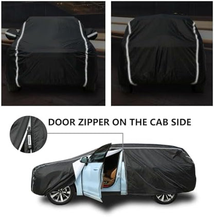 Tecoom SUV Car Cover Waterproof All Weather, Hail Protector for Automobiles w/Zipper Door, Cotton Backing UV Protection Car Covers Outdoor Indoor, Snowproof Universal Car Tarp Fit for 191"-205" SUV - Image 2