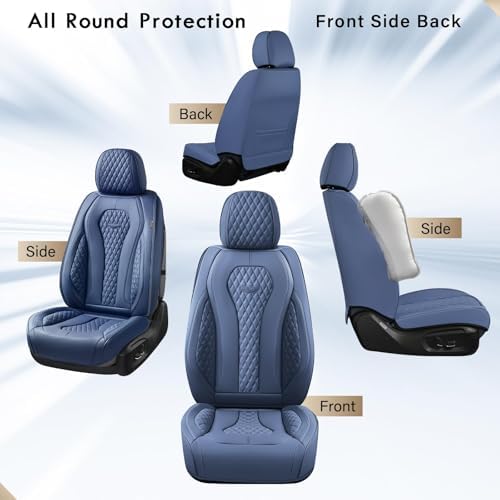 Coverado Seat Covers, Car Seat Covers Front Seats, Blue Car Seat Cover, Waterproof Car Seat Covers, Car Seat Cushion, Front Car Seat Covers Leatherette Car Seat Protector Universal Fit Most Cars - Image 2