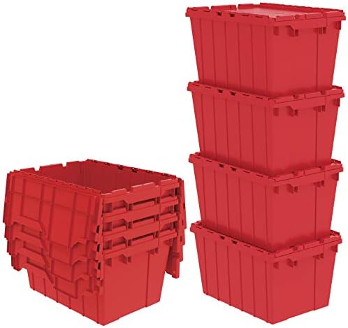 Akro-Mils 39120 Industrial Lidded Plastic Storage Container, Nesting and Stackable Plastic Storage Box with Lid Attached, Organization Tote for Garage and Warehouse, 21.5"x15.25"x12.5", Red (6-Pack) - Image 3