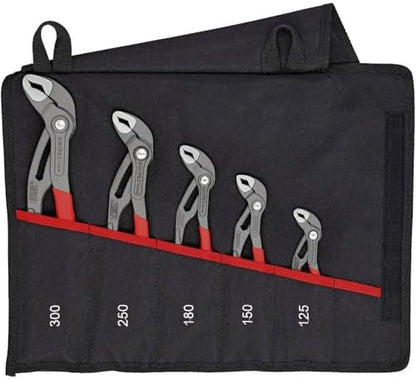 KNIPEX Cobra Set Water Pump Pliers Set, 5 Parts, 125 to 300 mm, Self-Locking Effect, in Roll-Up Bag, Tool Set, Pipe Wrench, 00 19 55 S5 by Unknown