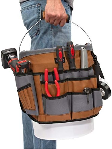 Dickies 35-Pocket 5-Gallon Bucket Organizer With Drill Holster, Padded Handle, and Tape Tether, for Contractors and Painters - Image 5