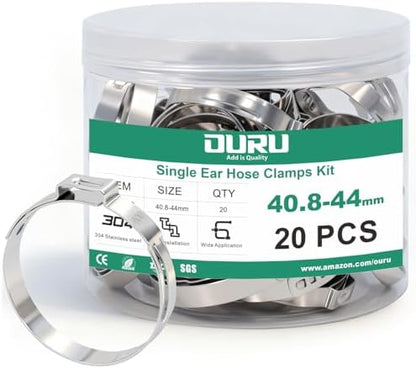 OURU 40.8-44mm Single Ear Hose Clamps, 20PCS, 304 Stainless Steel by OURU