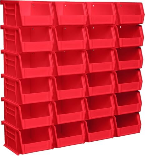 Akro-Mils 30210 AkroBins Plastic Storage Bins, 5"x4"x3", Red, 24-Pack by Akro-Mils