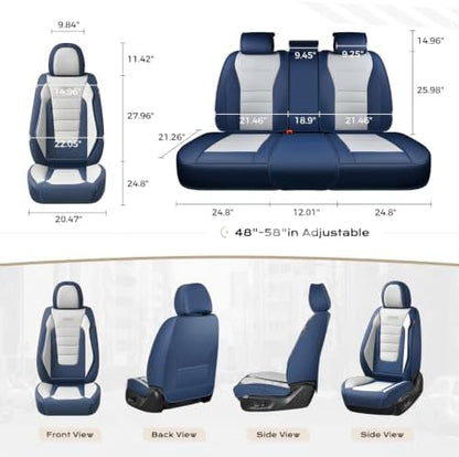 Coverado Car Seat Covers Front, Seat Covers for Cars, Waterproof 2-Pack Car Seat Cushions, Leather Carseat Seat Protectors, Universal Seat Covers Fit for Most Sedans SUV Pick-up Trucks(Blue&White) - Image 4