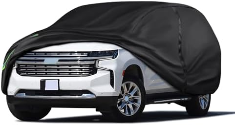 16-Layer 600D Heavy Duty Universal Full Car Cover for Outdoor & Indoor Use - All Weather Sun UV Rain Snow Dust Proof, Waterproof Scratch Resistant, Fits SUVs Body Length 191"-200"/15.9-16.6 ft by QUYDDC