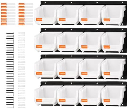 16pc Wall-Mounted Storage Organizer Set with Metal Rails White by LEADLOONG
