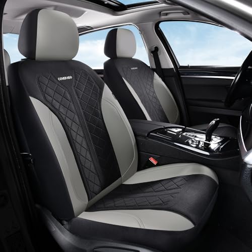 Coverado Car Seat Covers 5 Seats, Seat Covers Full Set, Mesh Breathable Seat Protectors, 5-Piece Spill-Proof White Automotive Seat Covers, Universal Fit for SUV, Sedan, Truck - Image 2
