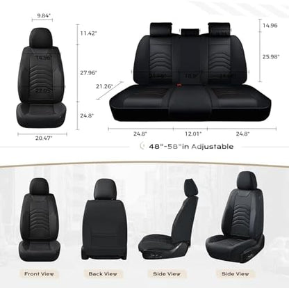 Coverado Car Seat Covers, 5 Seats Black Seat Covers for Cars, Front and Back Seat Cover for Cars Luxury Faux Leather Waterproof Seat Covers Car Seat Protector Universal Fit for Most Cars Trucks SUV - Image 6