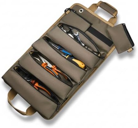 Heavy Duty Roll-Up Tool Organizer Bag | Khaki by TheAlmightyTools