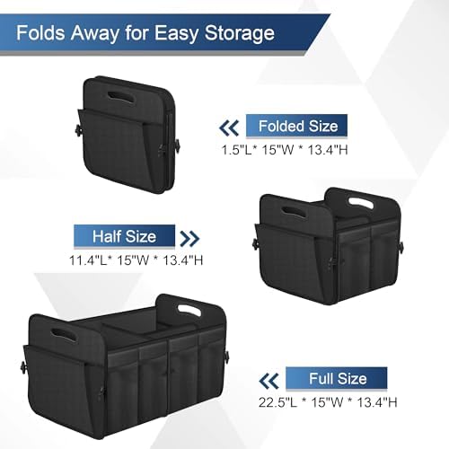 Femuar Car Trunk Organizer, Trunk Storage Organizer with 72L Large Capacity Waterproof Collapsible and 11 Pockets, Trunk Organizer for Suv/Jeep/Sedan, Large Size, Black - Image 5