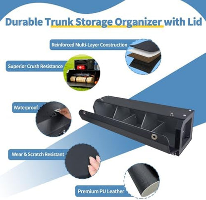 Trunk Organizer for SUV, Leather Car Organizers and Storage With Lid - Image 4