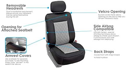 FH Group Car Seat Cover Cushion - 2 Pack Seat Covers for Cars Trucks SUV, Gray Black Neosupreme Car Seat Cushions, Waterproof Car Seat Cover Cushion, Universal Fit Car Seat Protector - Image 6