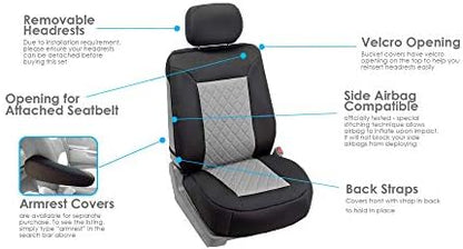 FH Group Car Seat Cover Cushion - 2 Pack Seat Covers for Cars Trucks SUV, Gray Black Neosupreme Car Seat Cushions, Waterproof Car Seat Cover Cushion, Universal Fit Car Seat Protector - Image 6