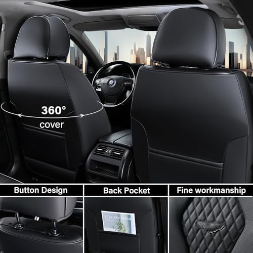 Coverado Seat Covers, Car Seat Covers Front Seats, Black Car Seat Cover, Waterproof Car Seat Covers, Car Seat Cushion, Front Car Seat Covers Leatherette Car Seat Protector Universal Fit Most Cars - Image 3