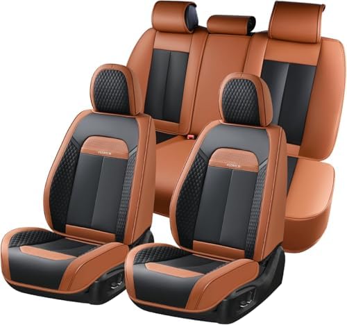 FLORICH Waterproof Car Seat Covers Full Set, Automotive Seat Covers, Brown Car Seat Covers, Luxury Seat Protector Universal fit for Most Cars SUVs and Trucks - Brown&Black by FLORICH