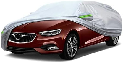Full Car Cover Universal 6 Layers Outdoor Thicked All Weather Cover, Sunshield, Waterproof, Snow Proof, UV Proof, Scratch Proof, Bird Droppings, 6 Reflective Strips, Fits Sedans up 197"-208" by QUYDDC