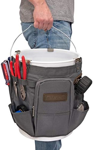Estwing 28-Compartment 5-gallon Bucket Tool Organizer/Tool Bag, Durable Polyester, Heavy-Duty Steel Hangers, Zippered Pocket, 16 Open-top Pockets, 11 Tool Loops, Buckle Security Strap - Image 6