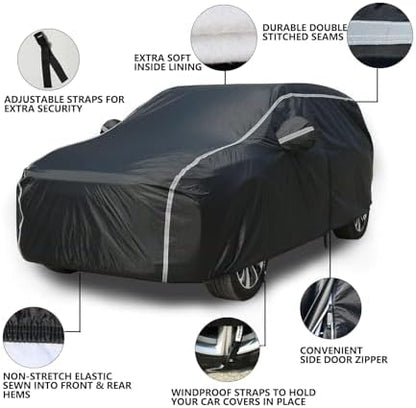 Tecoom Waterproof All Weather SUV Cover, Cotton Lined Hail Protector with Zipper Door, UV Sun Snow Wind Protection, Universal Fit for SUV (191"–205") - Image 4