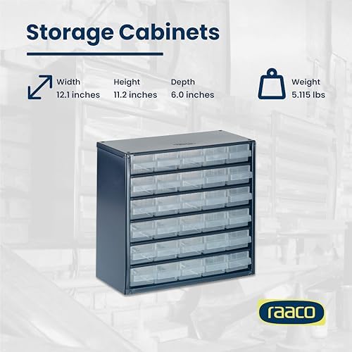 Raaco Steel Storage Cabinet, Compact 30-Drawer (C6-30), Tool Organizer - Image 5